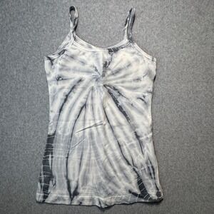 Hard Tail Camisole Built in Bra Tank Top Grey Spiral Tie Dye Gymwear Small